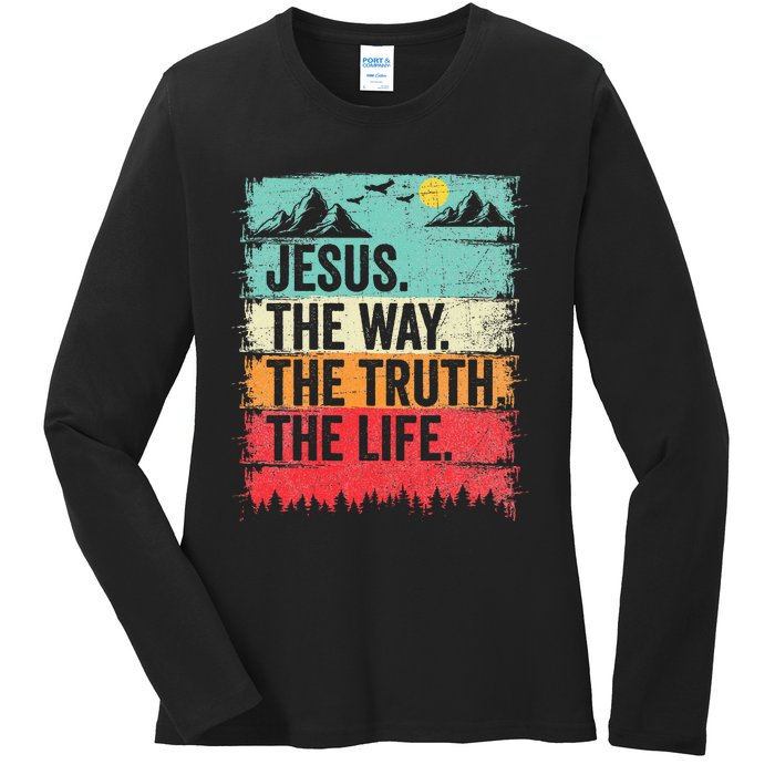 Jesus The Way Truth Life Christian Worship Ladies Long Sleeve Shirt