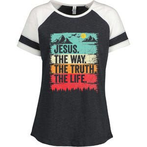 Jesus The Way Truth Life Christian Worship Enza Ladies Jersey Colorblock Tee