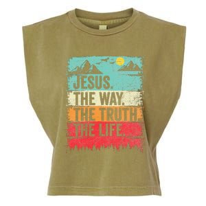 Jesus The Way Truth Life Christian Worship Garment-Dyed Women's Muscle Tee