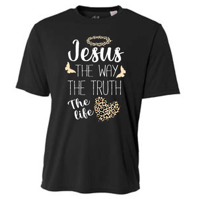 Jesus The Way Truth Life Christian Leopard Cooling Performance Crew T-Shirt