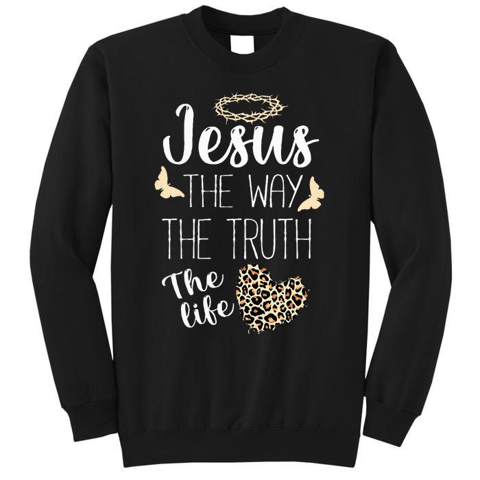 Jesus The Way Truth Life Christian Leopard Sweatshirt