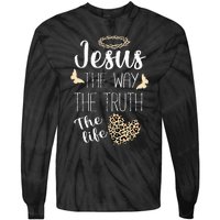 Jesus The Way Truth Life Christian Leopard Tie-Dye Long Sleeve Shirt