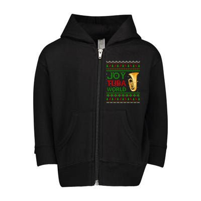 Joy Tuba World Music Lover Xmas Gift Ugly Tuba Christmas Gift Toddler Zip Fleece Hoodie