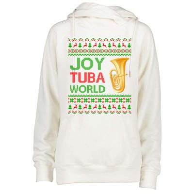 Joy Tuba World Music Lover Xmas Gift Ugly Tuba Christmas Gift Womens Funnel Neck Pullover Hood