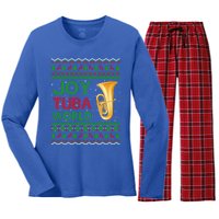 Joy Tuba World Music Lover Xmas Gift Ugly Tuba Christmas Gift Women's Long Sleeve Flannel Pajama Set 