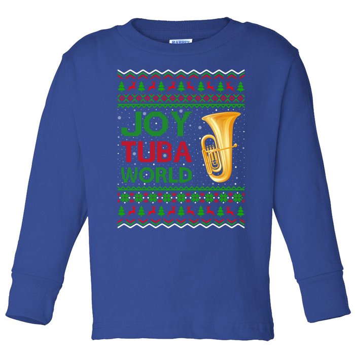 Joy Tuba World Music Lover Xmas Gift Ugly Tuba Christmas Gift Toddler Long Sleeve Shirt