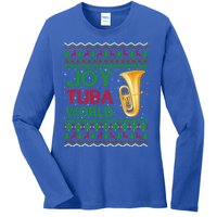 Joy Tuba World Music Lover Xmas Gift Ugly Tuba Christmas Gift Ladies Long Sleeve Shirt