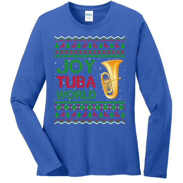 Joy Tuba World Music Lover Xmas Gift Ugly Tuba Christmas Gift Ladies Long Sleeve Shirt