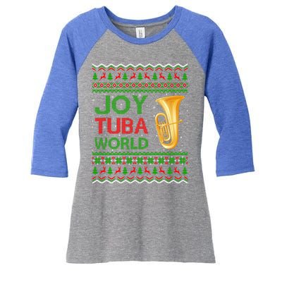 Joy Tuba World Music Lover Xmas Gift Ugly Tuba Christmas Gift Women's Tri-Blend 3/4-Sleeve Raglan Shirt