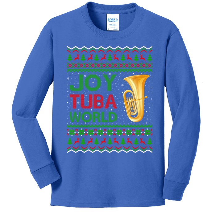 Joy Tuba World Music Lover Xmas Gift Ugly Tuba Christmas Gift Kids Long Sleeve Shirt