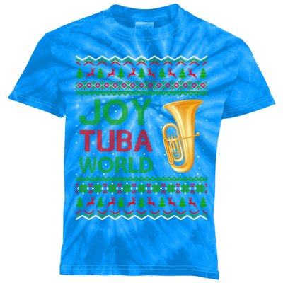 Joy Tuba World Music Lover Xmas Gift Ugly Tuba Christmas Gift Kids Tie-Dye T-Shirt