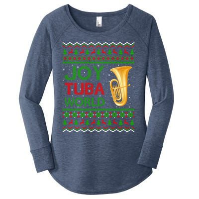 Joy Tuba World Music Lover Xmas Gift Ugly Tuba Christmas Gift Women's Perfect Tri Tunic Long Sleeve Shirt