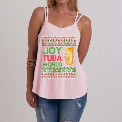 Joy Tuba World Music Lover Xmas Gift Ugly Tuba Christmas Gift Women's Strappy Tank