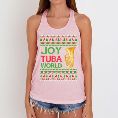 Joy Tuba World Music Lover Xmas Gift Ugly Tuba Christmas Gift Women's Knotted Racerback Tank