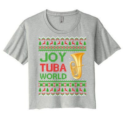 Joy Tuba World Music Lover Xmas Gift Ugly Tuba Christmas Gift Women's Crop Top Tee