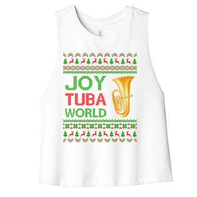 Joy Tuba World Music Lover Xmas Gift Ugly Tuba Christmas Gift Women's Racerback Cropped Tank