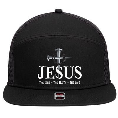 Jesus The Way The Truth The Life John 146 Christiant 7 Panel Mesh Trucker Snapback Hat