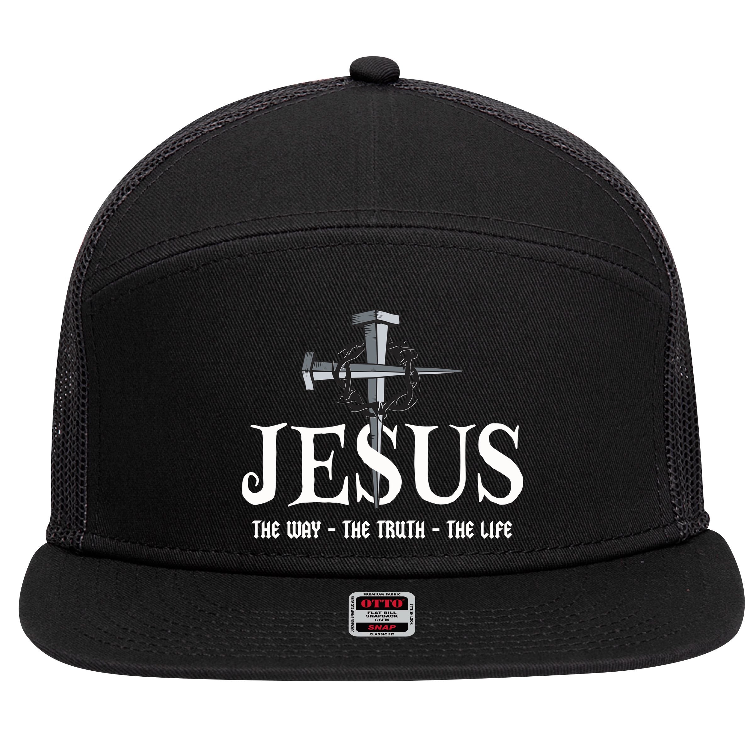 Jesus The Way The Truth The Life John 146 Christiant 7 Panel Mesh Trucker Snapback Hat