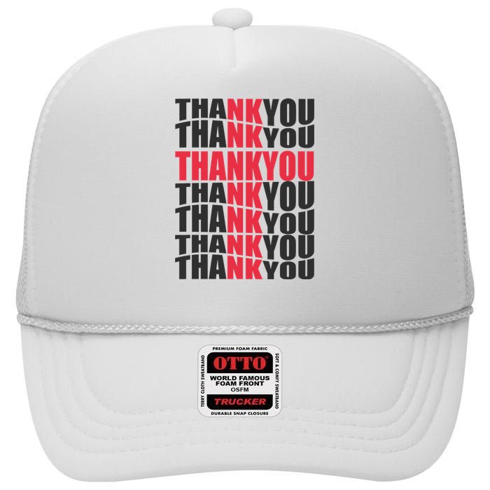 Jesus Thank You Cross Lord Savior Christian Love Religious High Crown Mesh Back Trucker Hat