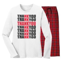 Jesus Thank You Cross Lord Savior Christian Love Religious Women's Long Sleeve Flannel Pajama Set 