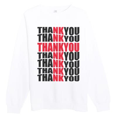 Jesus Thank You Cross Lord Savior Christian Love Religious Premium Crewneck Sweatshirt