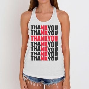 Jesus Thank You Cross Lord Savior Christian Love Religious Women's Knotted Racerback Tank