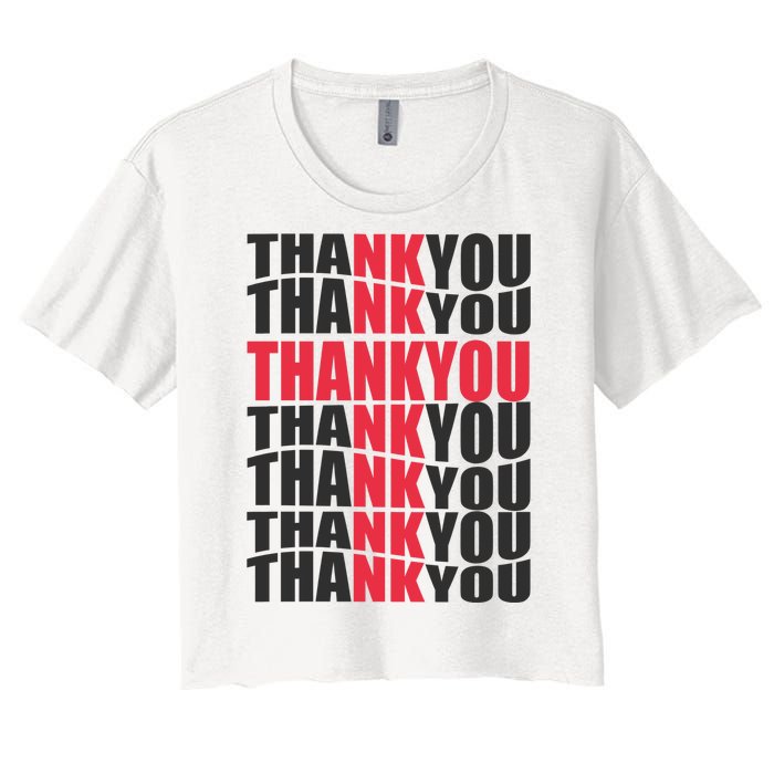 Jesus Thank You Cross Lord Savior Christian Love Religious Women's Crop Top Tee