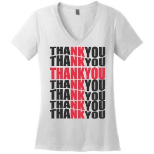 Jesus Thank You Cross Lord Savior Christian Love Religious Women's V-Neck T-Shirt