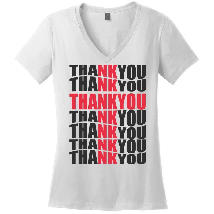 Jesus Thank You Cross Lord Savior Christian Love Religious Women's V-Neck T-Shirt