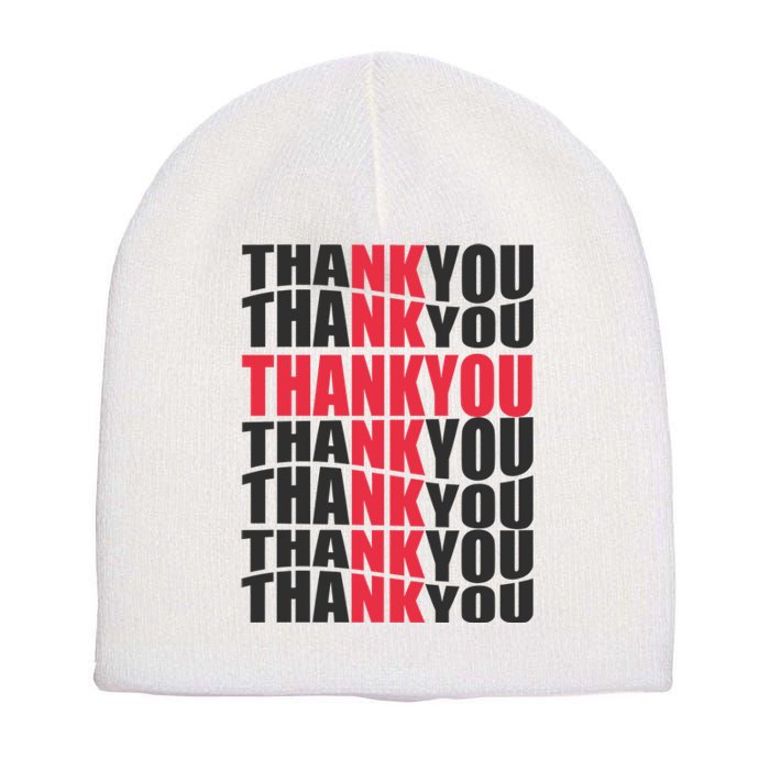 Jesus Thank You Cross Lord Savior Christian Love Religious Short Acrylic Beanie