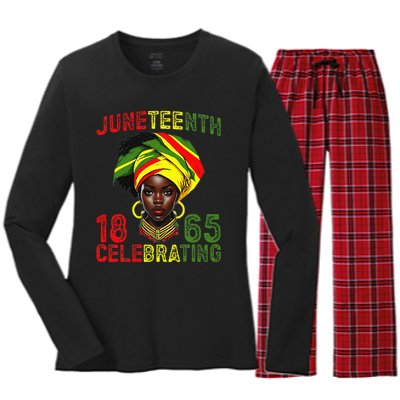 Juneteenth USA African American Melanin Black History Month Women's Long Sleeve Flannel Pajama Set 