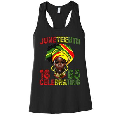 Juneteenth USA African American Melanin Black History Month Women's Racerback Tank