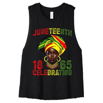 Juneteenth USA African American Melanin Black History Month Women's Racerback Cropped Tank