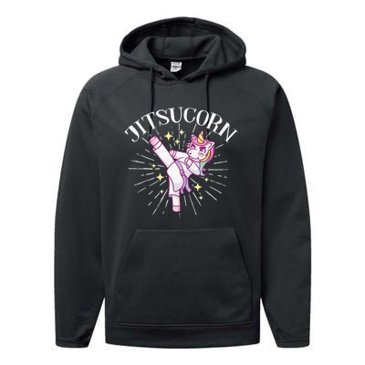 Jitsucorn Unicorn Brazilian Jiu Jitsu BJJ Performance Fleece Hoodie