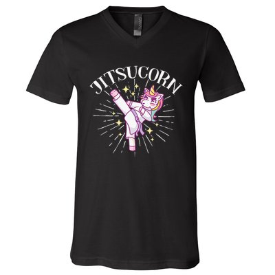 Jitsucorn Unicorn Brazilian Jiu Jitsu BJJ V-Neck T-Shirt