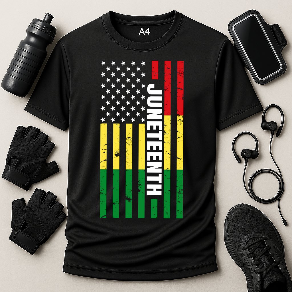 Juneteenth USA Black History Month Flag Cooling Performance Crew T-Shirt