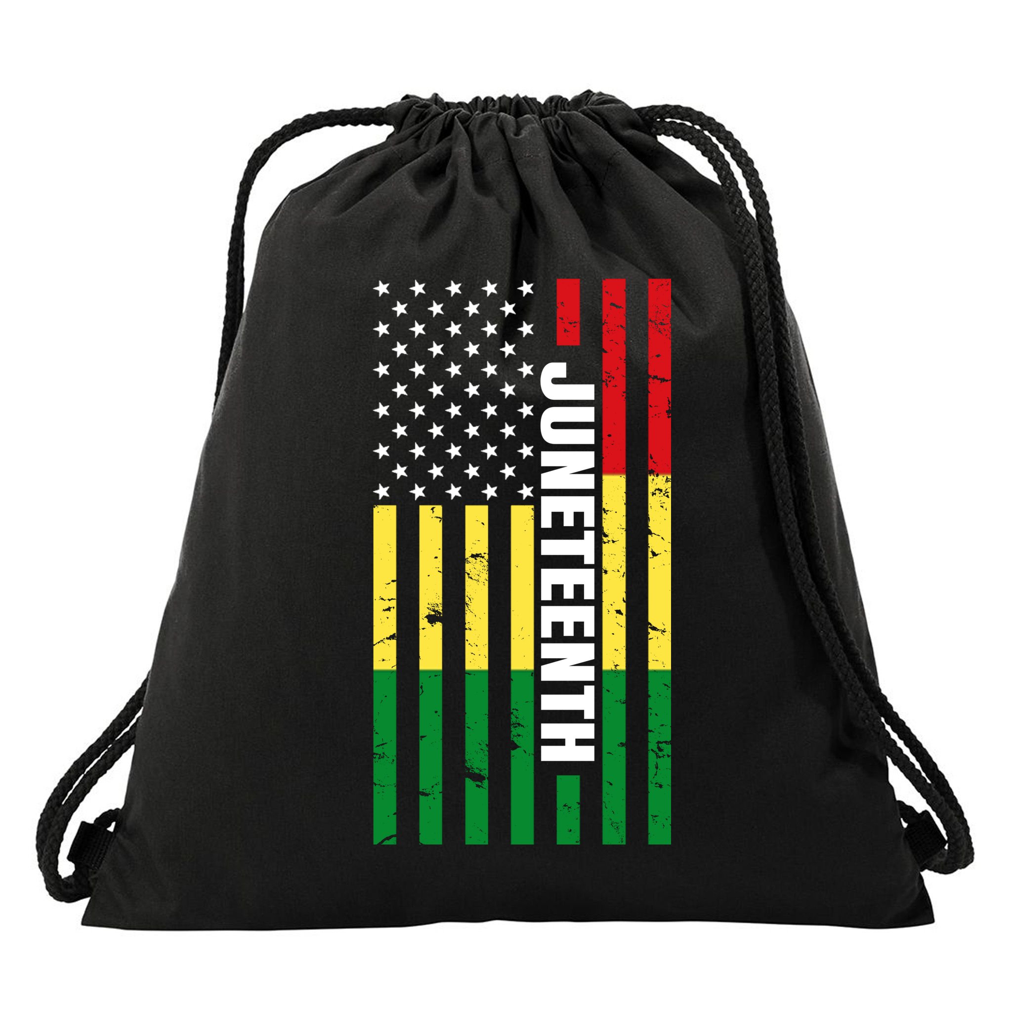 Juneteenth USA Black History Month Flag Drawstring Bag