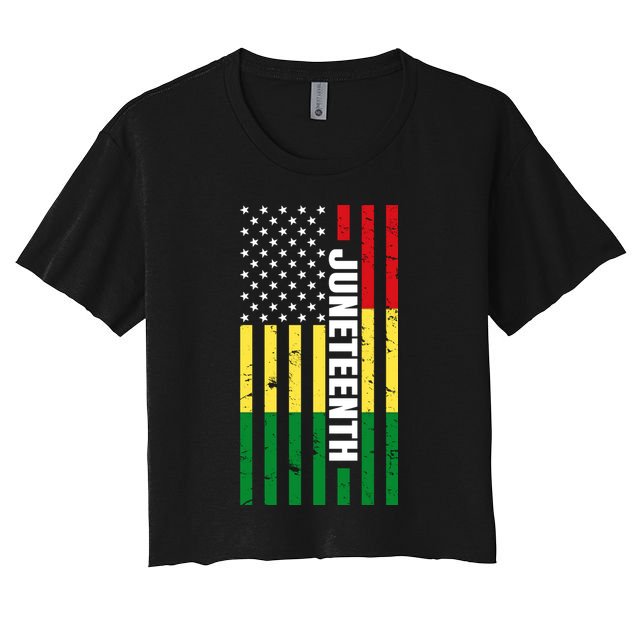 Juneteenth USA Black History Month Flag Crop Top
