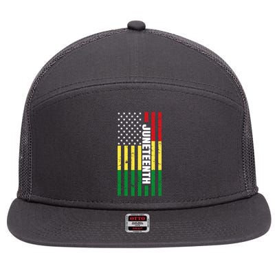 Juneteenth USA Black History Month Flag 7 Panel Mesh Trucker Snapback Hat