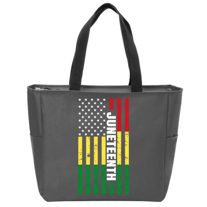 Juneteenth USA Black History Month Flag Zip Tote Bag