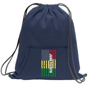 Juneteenth USA Black History Month Flag Sweatshirt Cinch Pack Bag