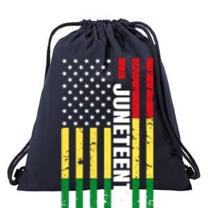 Juneteenth USA Black History Month Flag Drawstring Bag