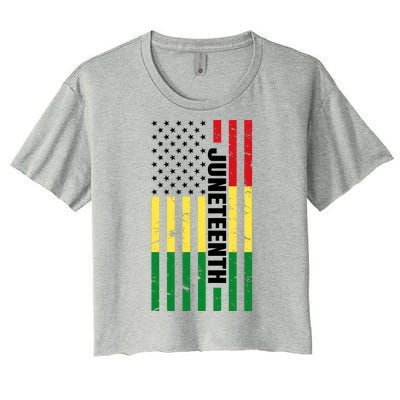 Juneteenth USA Black History Month Flag Women's Crop Top Tee