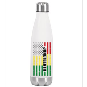 Juneteenth USA Black History Month Flag Stainless Steel Insulated Water Bottle