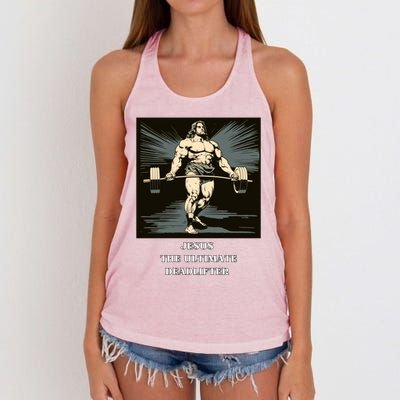 Jesus Ultimate Deadlifter Gift Women's Knotted Racerback Tank