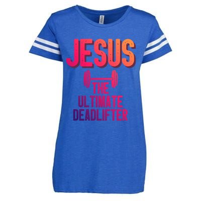 Jesus Ultimate Deadlifter Christian Weightlifting Funny Gift Enza Ladies Jersey Football T-Shirt