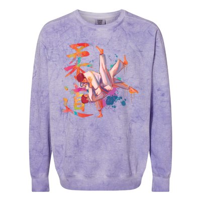 Judo Martial Arts Watercolor Colorblast Crewneck Sweatshirt