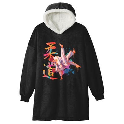 Judo Martial Arts Watercolor Hooded Wearable Blanket