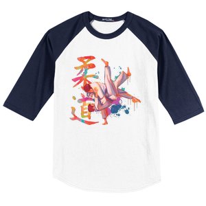 Judo Martial Arts Watercolor Baseball Sleeve Shirt