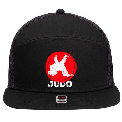 JUDO Olympic Sports Stylized Distressed 7 Panel Mesh Trucker Snapback Hat